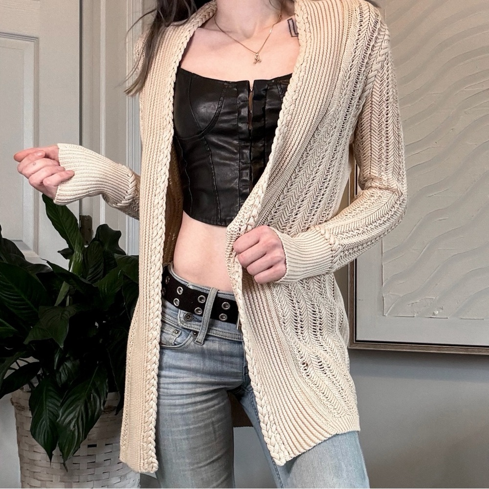 Cream Magaschoni Knit Cardigan Sweater